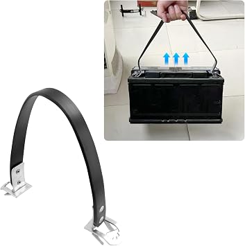 14" Universal Car Battery Carrier, Heavy Duty Battery Lifting Strap, Black, Fits Top & Side Post Batteries, Up to 99lb