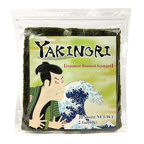 Yakinori Japón Algas tostadas 20 hojas (2.1 oz60 g) bolas de arroz nori ramen