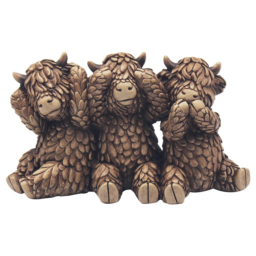 Lesser & Pavey Hughie Highland Cows Figurines Statues For Home Decor | Ideal Ornaments Friendship Gifts For Women & Men | Lovely Table Centerpiece & Living Room Accessories, Brown