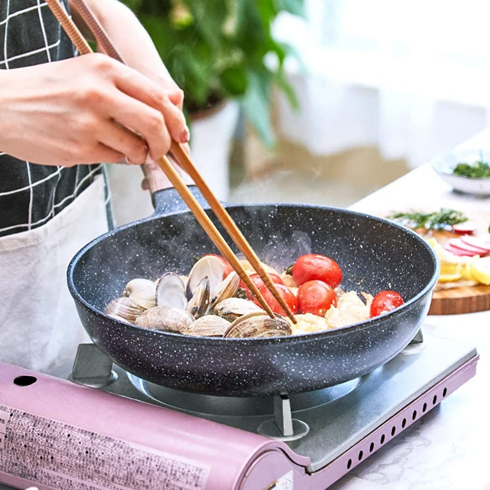 Amazon｜26CMウッドグレイングレーパンノンスティックフライパン電磁