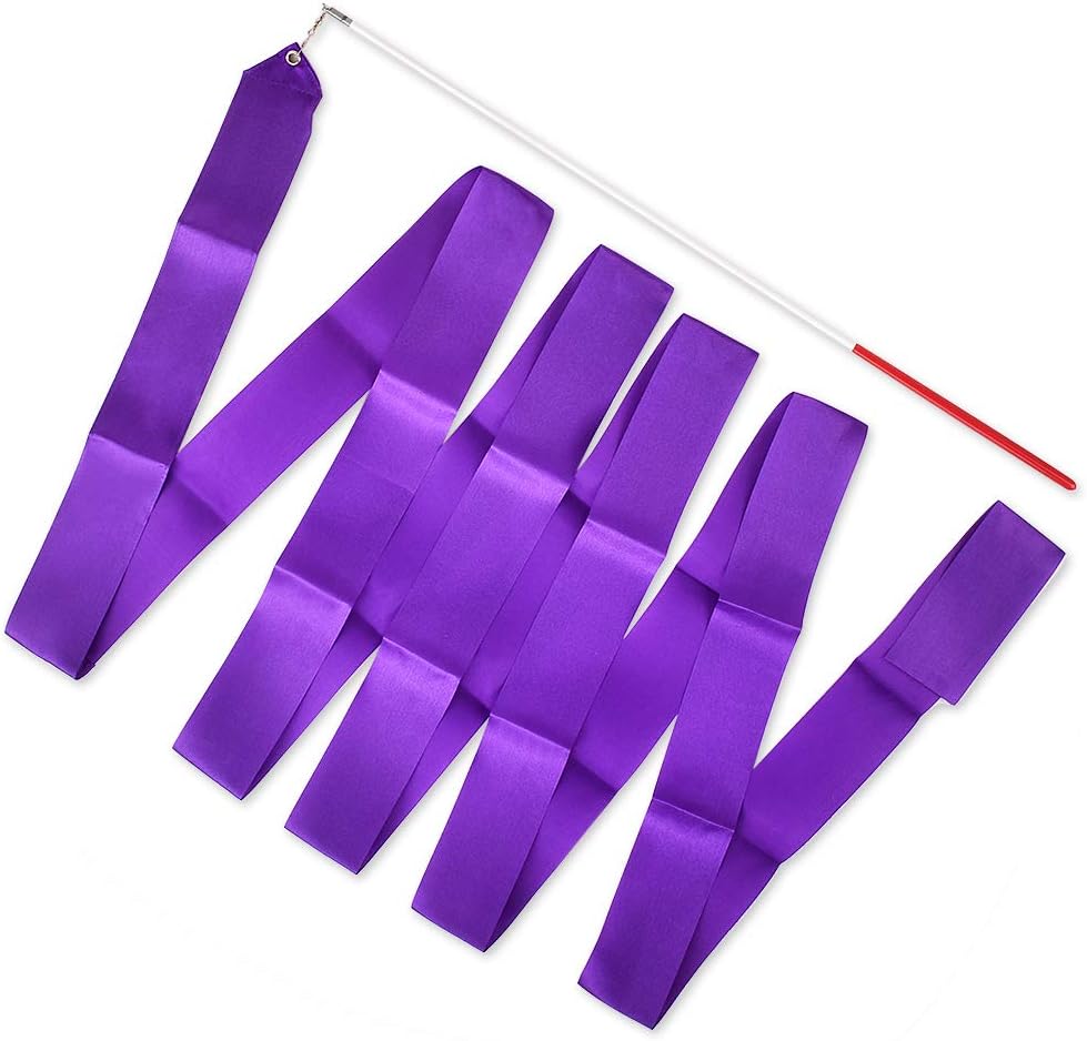 Dance Ribbons with Wands 4m Rhythmic Gymnastics Ribbon Dance Streamer for Kids Baton Twirling