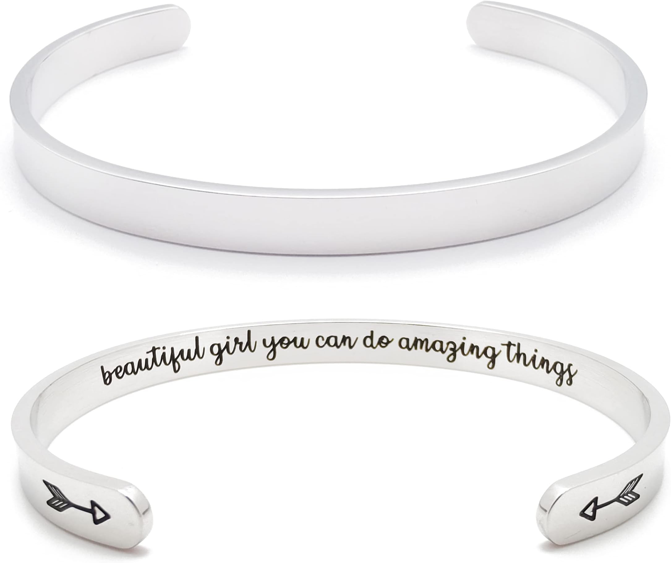 HoradyInspirational Bracelets for Women Personalized Jewelry Gifts Cuff Bracelet with Sayings Motivational Bracelet with Hidden Message Engraved Bangles for Best Friend/Mom/Daughter