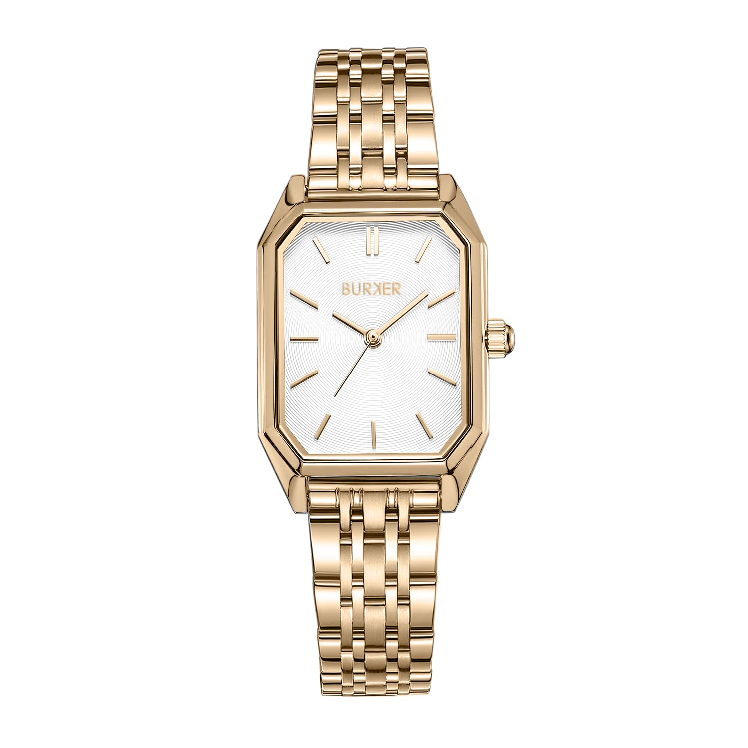 BURKER Damenuhr Isabell | Rechteckiger Damen Armbanduhr Gliederarmband Edelstahl Analog Quarz 3-ATM Wasserdicht