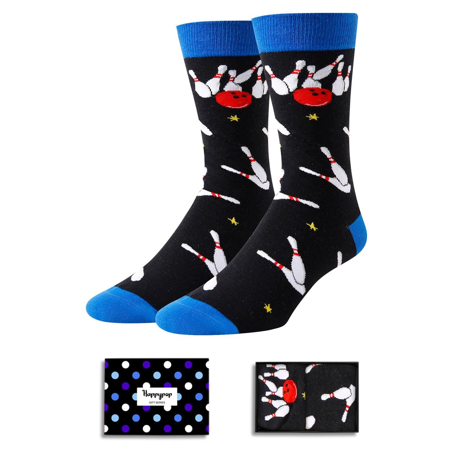 HAPPYPOP Funny Gifts for Men Women - Fishing Golfing Bowling Socks, American Flag Gifts