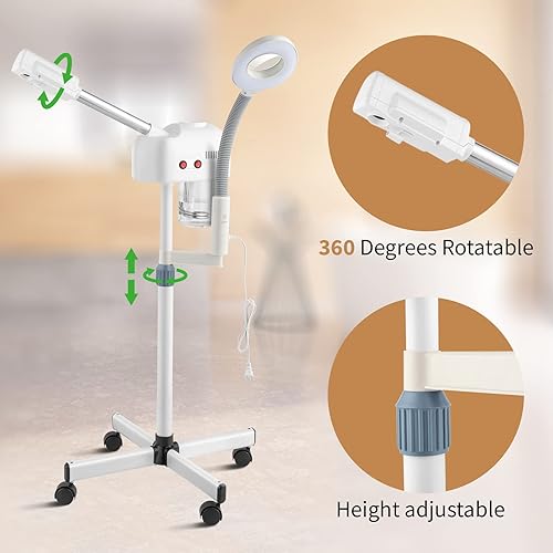 Miniatura 8 de Tandagy Vaporizador facial 2 en 1 con lámpara de aumento 3X, vaporizador facial profesional para esteticistas, vaporizador facial profesional para