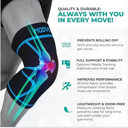 Miniatura 10 de Modvel Rodilleras para dolor de rodilla para mujeres y hombres, paquete de 2 rodilleras para dolor de rodilla, rodillera de compresión, soporte de