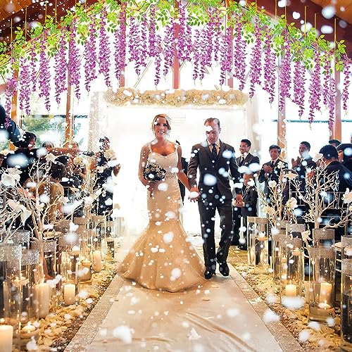 Image of SATYAM KRAFT 6 Pcs (43.2 inch) Artificial Wisteria Vine Garland | Long Silk Hanging Flowers String for Wedding Decoration Items, Shaadi Mandap, Birthday Party, Festival Event & Home Decor (Purple)