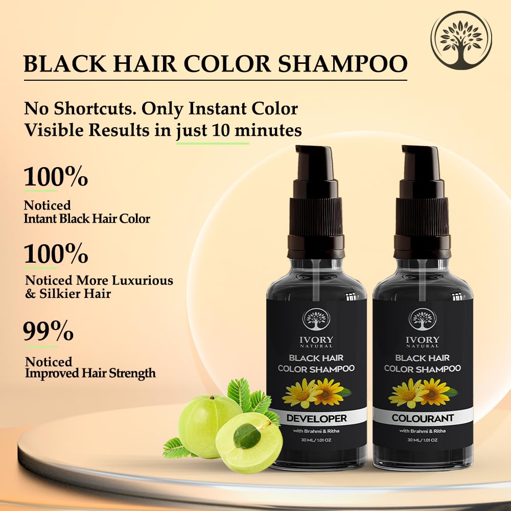 Buy Ivory Natural Black Hair Color Shampoo (30 ml+30 ml) - Get