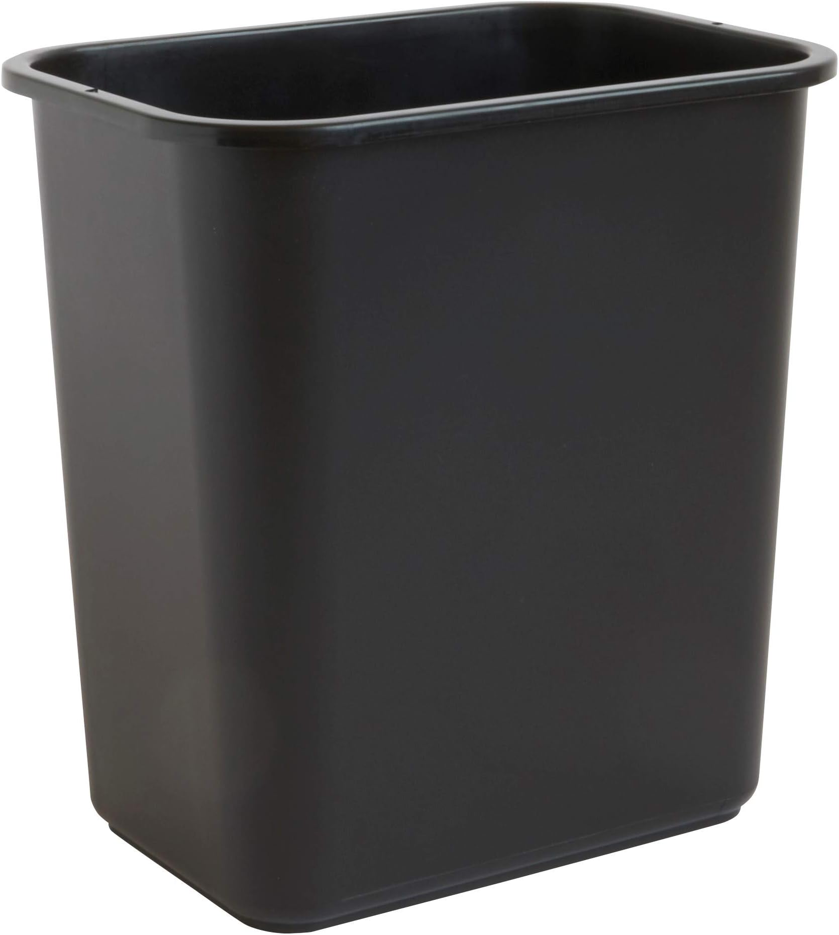 7 Gallon / 28 Quart Efficient Trash Wastebasket, Fits Under Desk, Small, Narrow Spaces in Commercial, Kitchen, Home Office, Dorm, Easy to Clean, Black (Pack of 1)