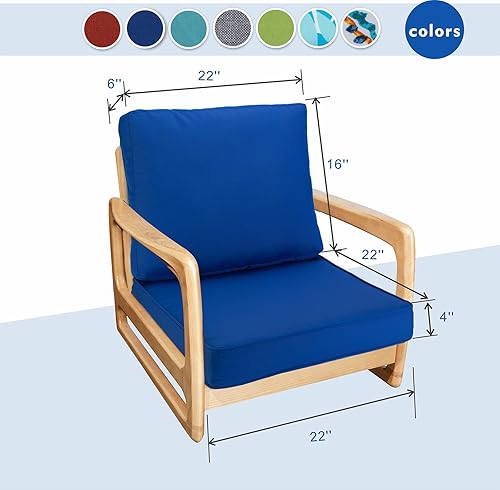 Miniatura 6 de JMGBird Juego de cojín copetudo para asiento y respaldo para exteriores, cojín para silla de asiento profundo para interiores, 22 x 22 pulgadas