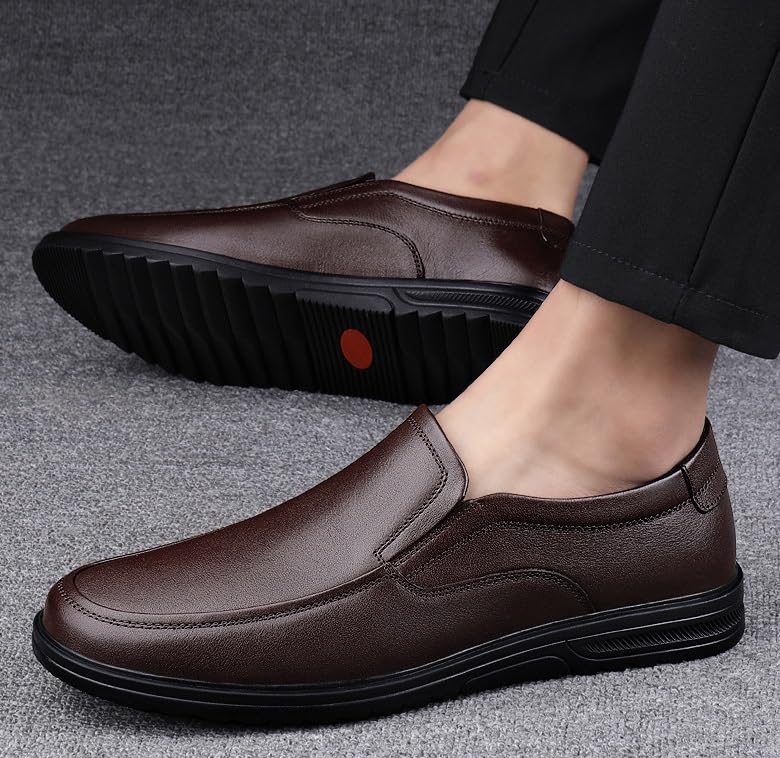 Men's Dress Shoes Breathable Leather Wingtip Brogue Oxfords Slip On Pointed Toe Derbys Classic Formal Business Shoes for Men4