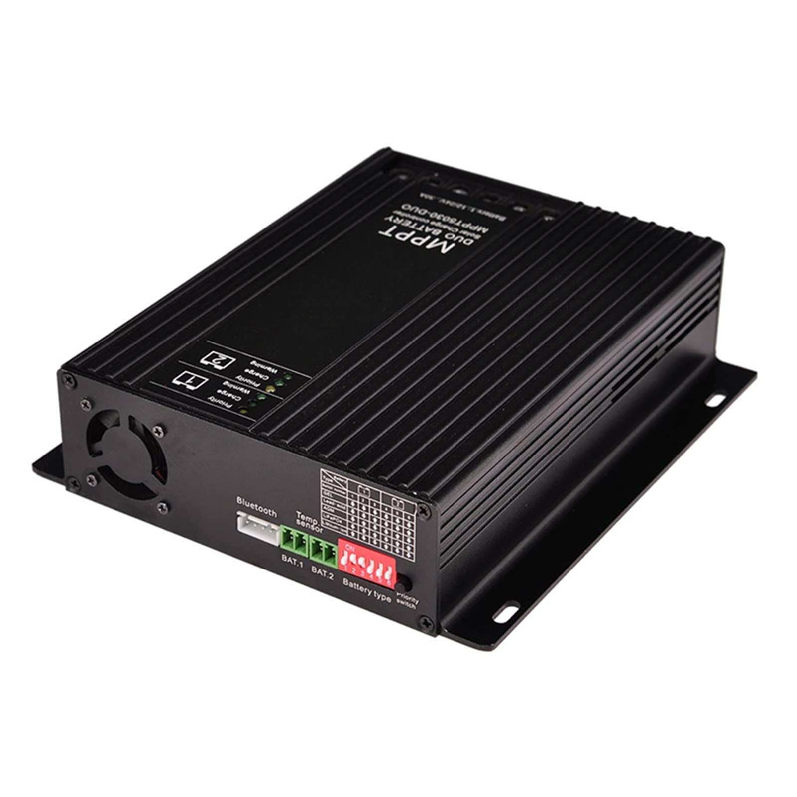 LNHHG MPPT 30a Controller 12V 24V Dual Battery Solar Charger Controller With Temperature Probe LCD Voltage And Quantity Display(30A LCD BT NTC)