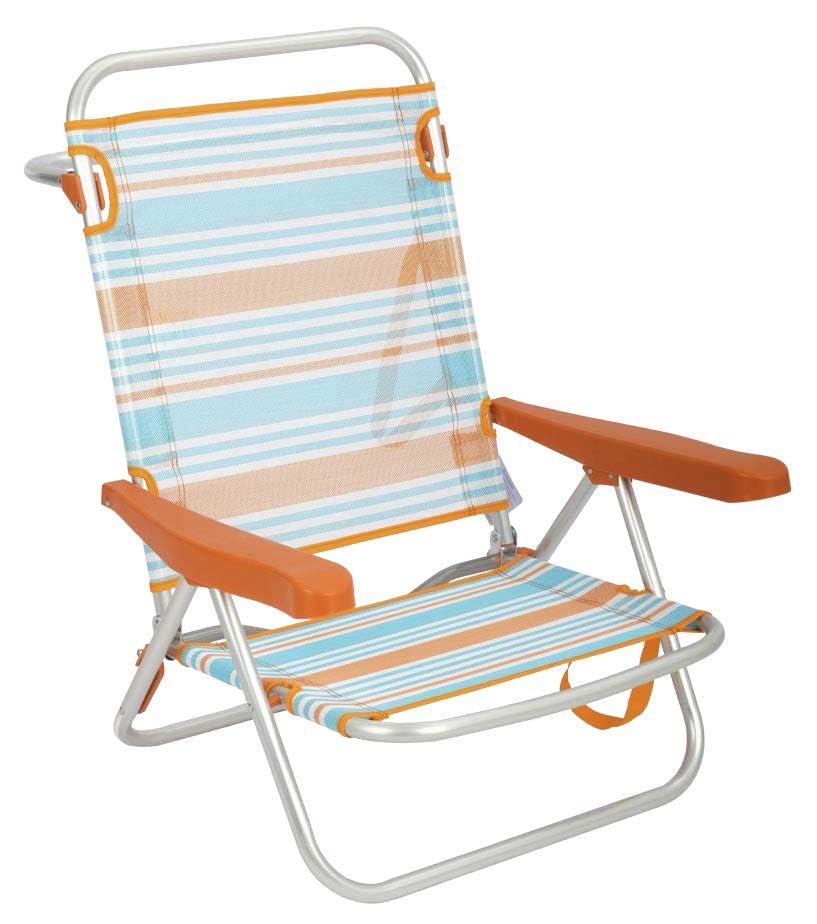 Creaciones Llopis ARW Silla de Playa Plegable y reclinable 4 Posiciones, Color Naranja, Medidas 80x62x50, Material: Aluminio, Resistente, Peso máximo soportado 100kg