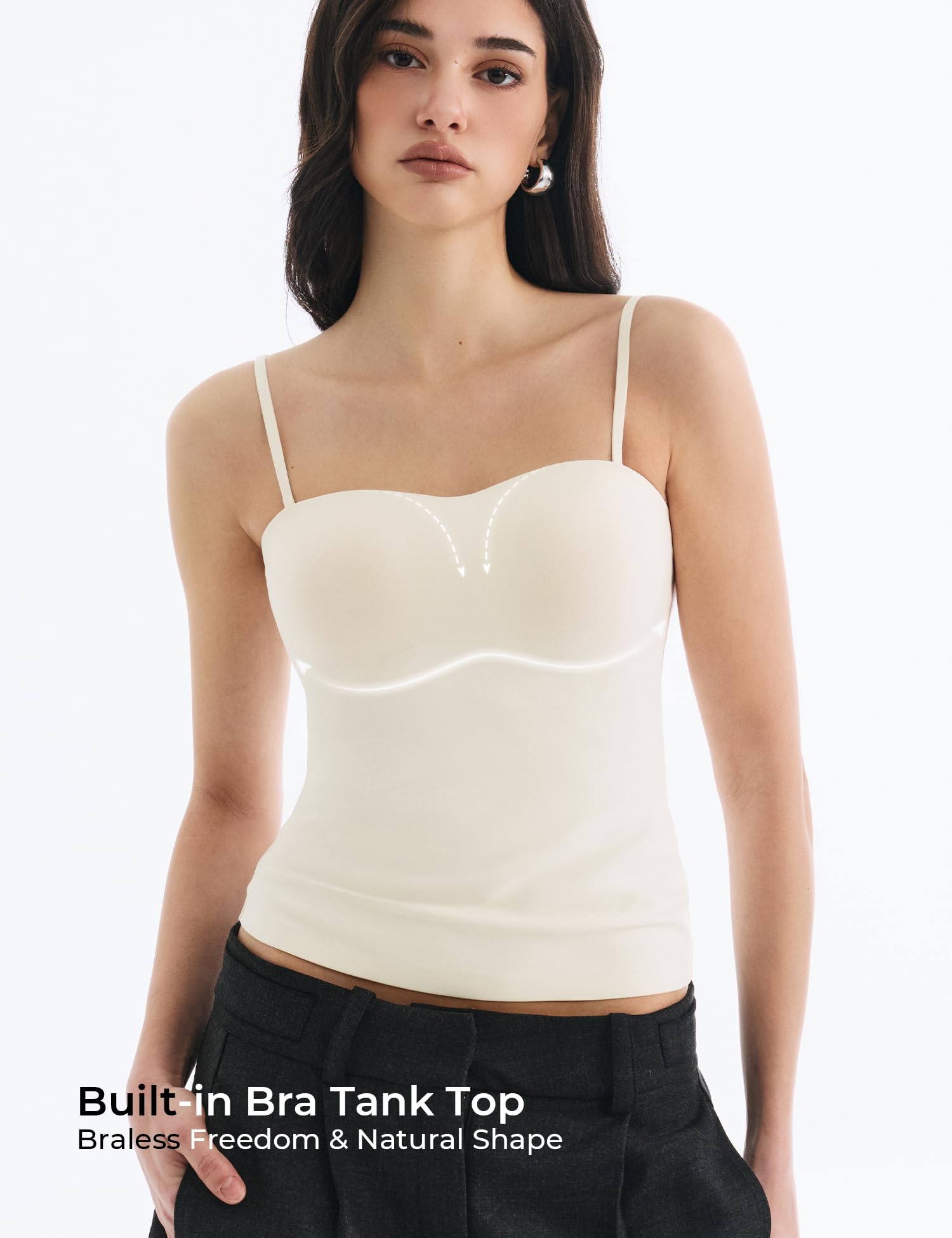 Built in Bra Tank Tops for Women, Double Lined Padded Cami Scoop Neck Spaghetti Straps Basic Summer Top 2026 - 4