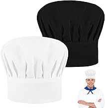 LOBVABA 2 Pezzi Cappello da Cuoco con Elastico，Regolabile Cappellino da Chef，Cappello da pasticcere，Cupola Cappello da Cucina,per Gli Uomini,Le Donne,la Cucina