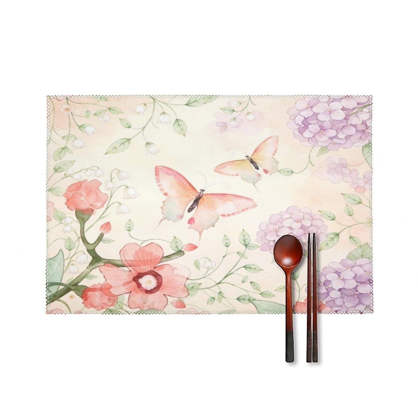 Fodpand Style Butterflies And Flowers Placemats Set Of 4 Place Mats Table Mats