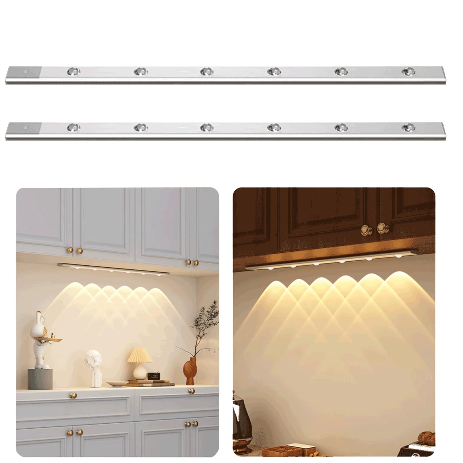 Sensore di movimento a LED dimmerabile a 3 colori sotto la luce dell'armadio, con telecomando Wireless magnetico ricaricabile sotto l'illuminazione del bancone ( Color : 2pcs , Size : 40cm/15.7in )