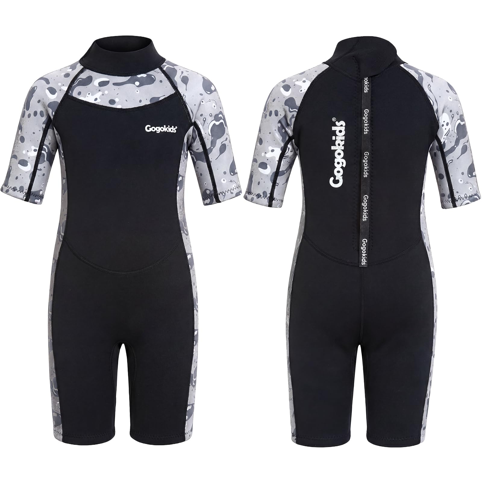 Gogokids Kids Shorty Wetsuit, 2mm SCR Lightweight Neoprene for Toddlers, Back Zip Children’s Short Wet Suit for Comfort & Warmth, Swimming, Snorkelling & Surfing, Ages 2–8 Boys Girls