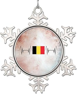 Belgium Snowflake Ornaments Belgium FlagChristmas Decorations for Tree Country City Souvenir Flag Personalized Christmas Ornaments 2023 Xmas Tree Pendant Winter Exchange Gift 3 Inch