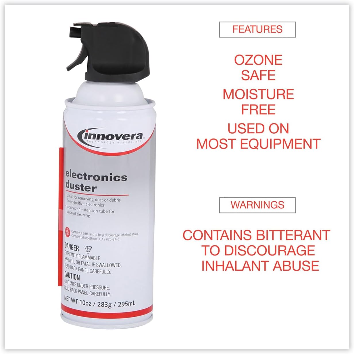 Innovera Compressed Air Duster Cleaner, 10 Oz Can, 8/Pack