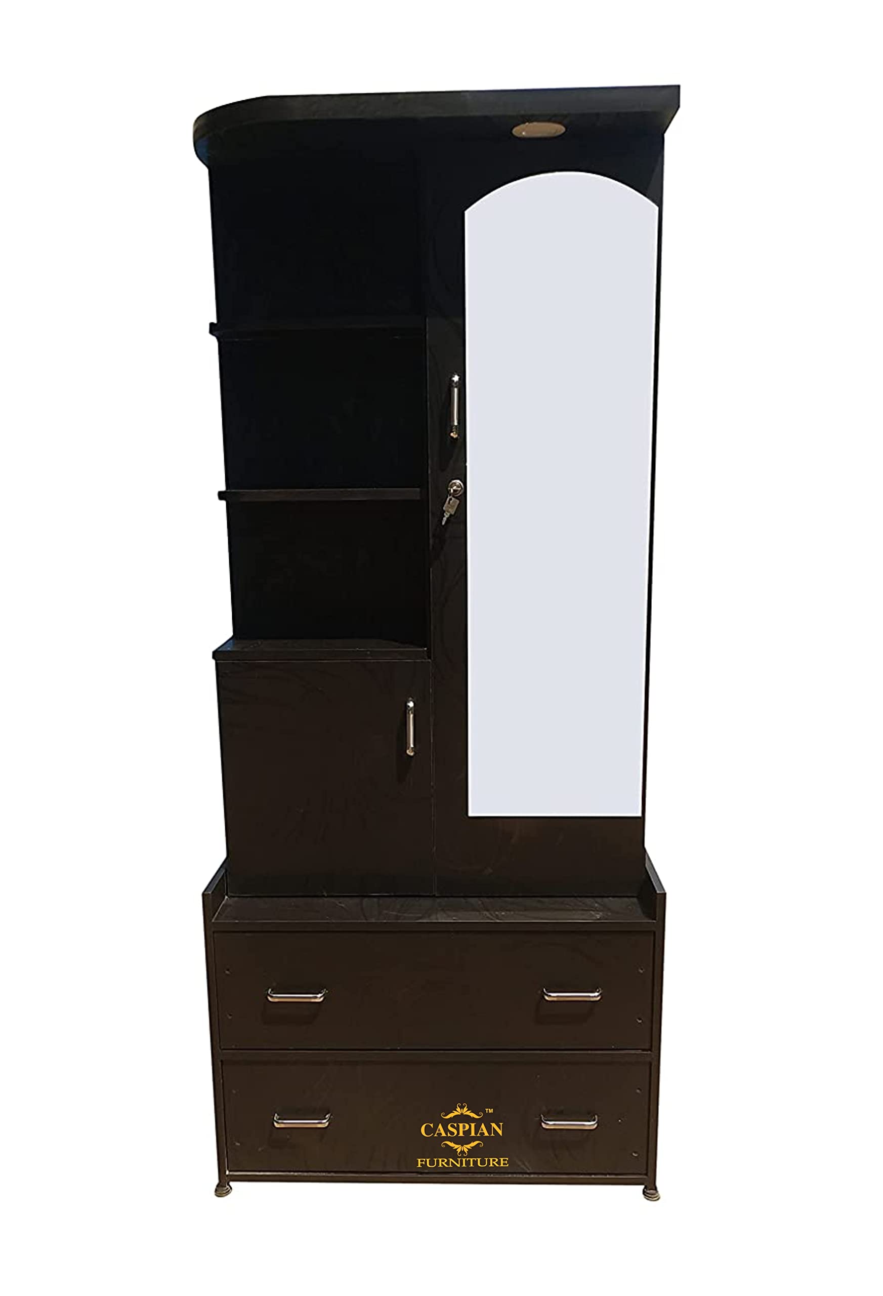 CASPIAN Furniture Dressing Table with 3 Shelves and 2 Drawer || Make up Table|| Organizer for Room Engineered Wood Dressing Table (Finish Color - Coffee Black, Pre-Assembled)-image-47
