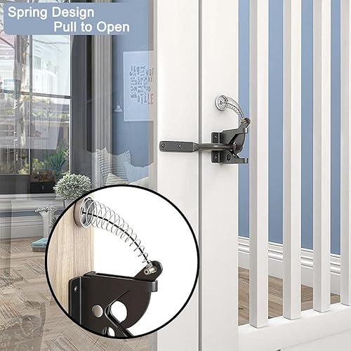 Miniatura 5 de Pestillo de puerta automático resistente para valla de madera autoblocante de puerta de gravedad con resorte de acero inoxidable cargado con cuerda