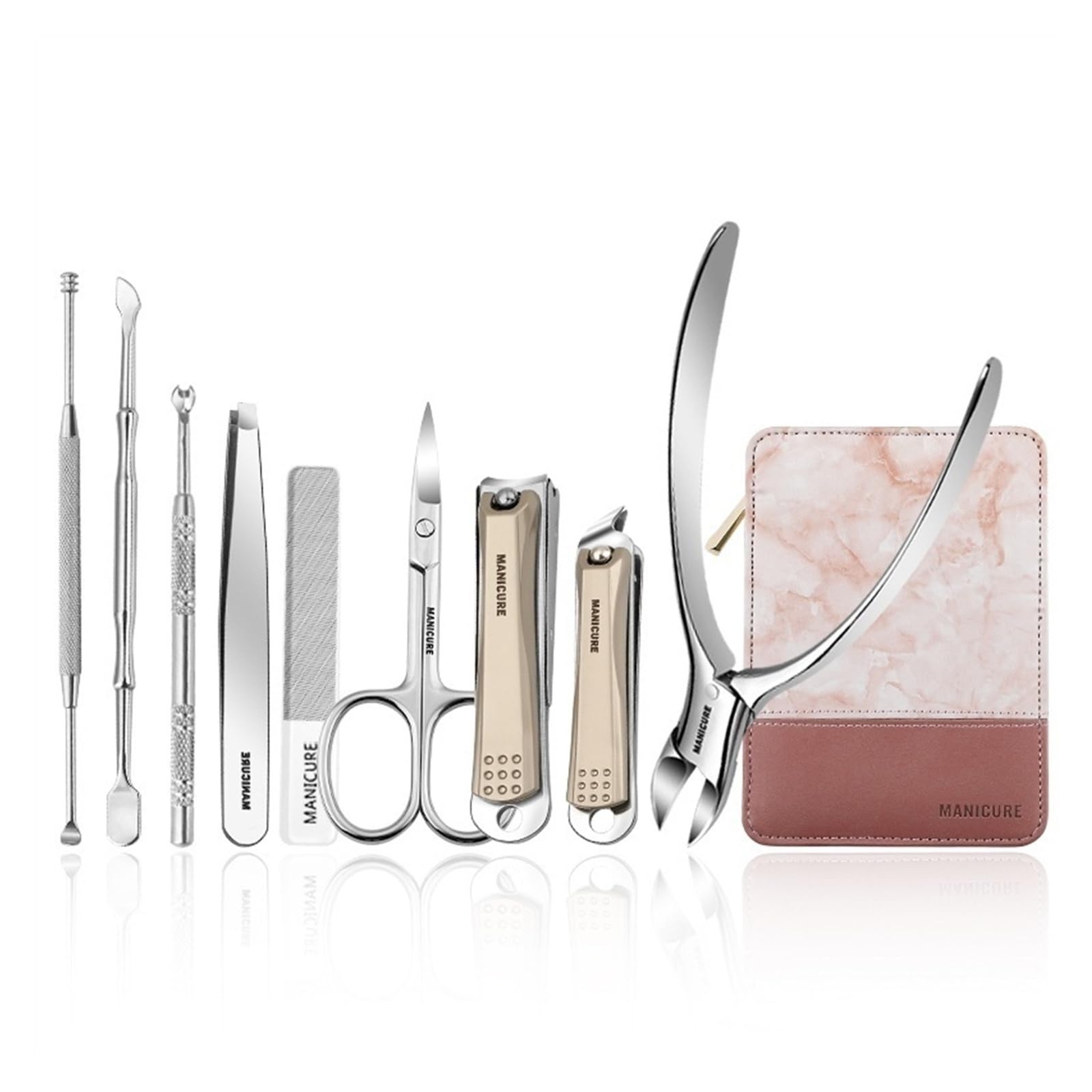 Set manicure Kit tagliaunghie Set tagliaunghie Kit manicure, Kit professionale for pedicure, Set cura unghie in acciaio inossidabile da 9 pezzi con custodia da viaggio in pelle for uomo donna per Cura