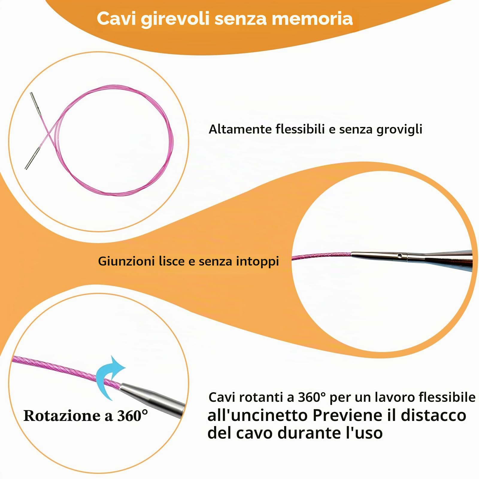Set Uncinetti Tunisini con Cavo, 26 Pezzi, 3–10 mm | Uncinetti Intercambiabili da 15,2 cm in Alluminio Nichelato, Ergonomici, con Borsa di Conservazione, per Principianti