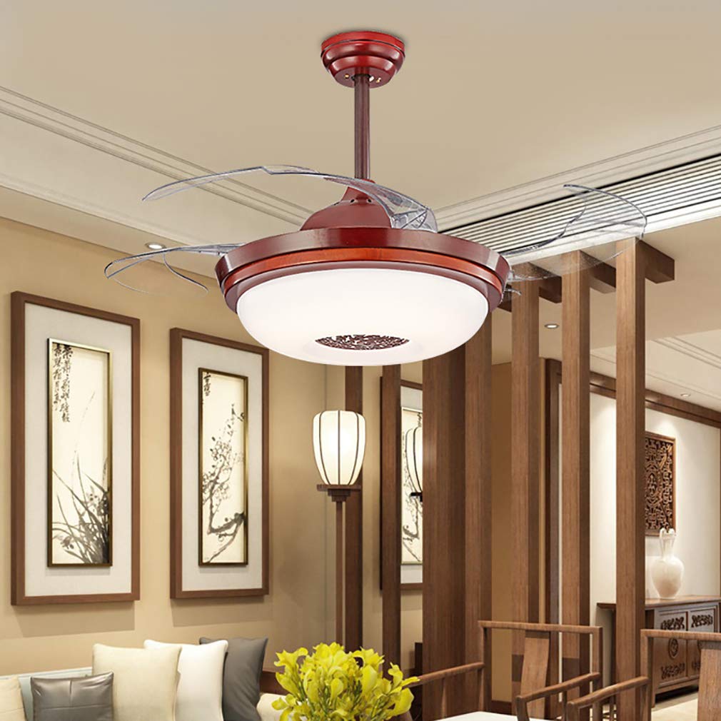 HXYSXHJUO Fanps, Reversible Fans with Ceililights, Modern Remote Control 6 Speed Adjustable Led Fan Light for Indoor Bedroom Liviroom Lounge Diniroom/Red/108Cm*50Cm
