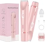 Dermave Bikini Shaver, 2 in 1 Bikini Trimmer Women Waterproof Dual Head Shaver Women, Wet & Dry Womens Electric Razor for Pubic Hair Underarm Leg Arm Body Face(Pink)