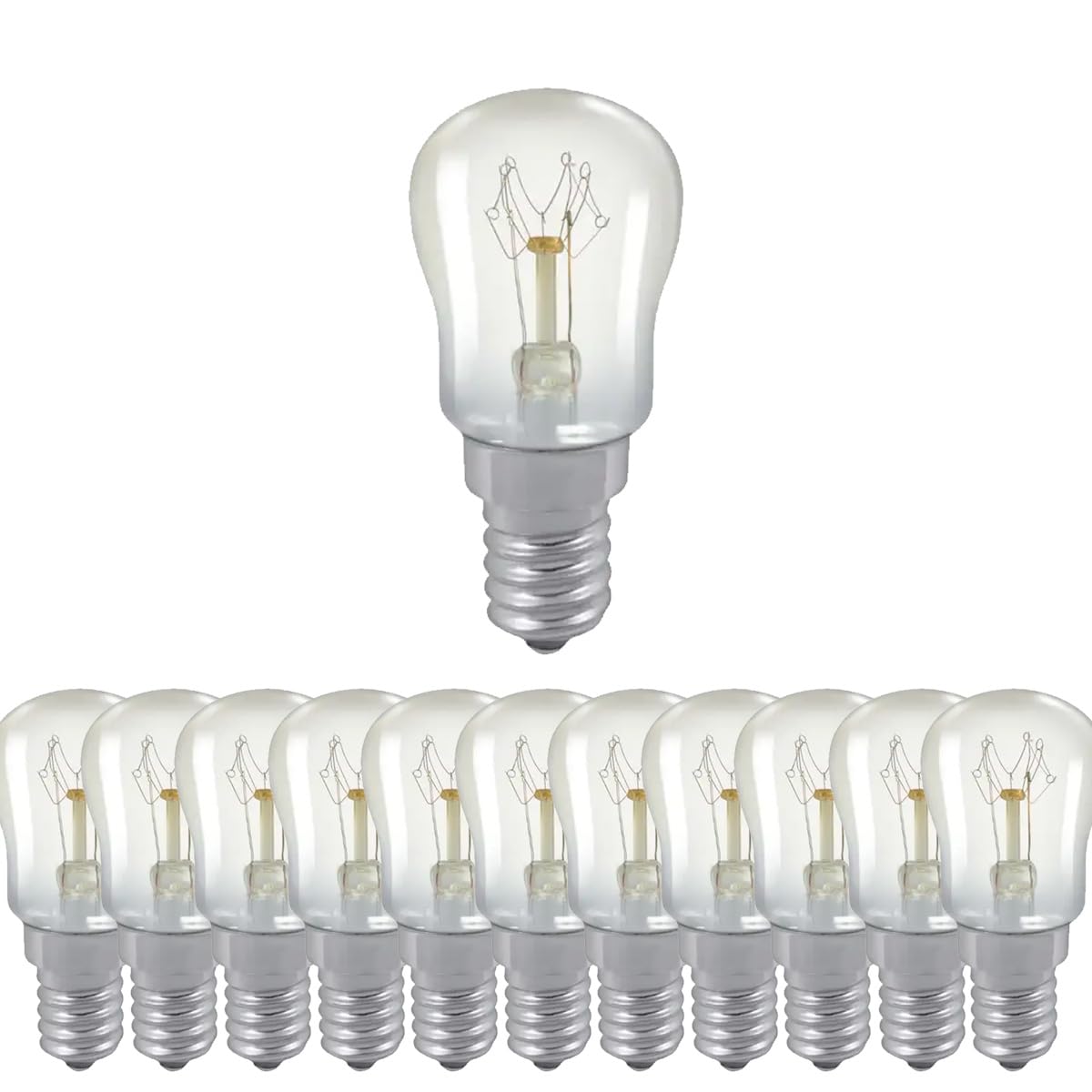 Bright Source Pack of 50 E14 SES Pygmy Lamp 15W 240V – 2700K Extra Warm White Clear – Small Edison Screw Appliance & Decorative Bulb