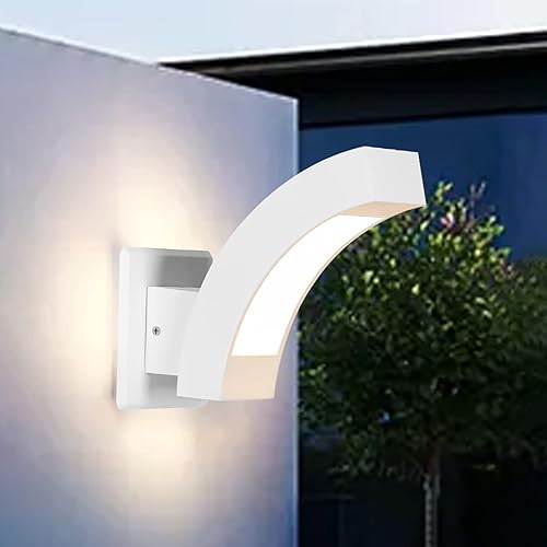 Miniatura 2 de Lámpara de pared para porche al aire libre, luces LED modernas de pared para patio, lámpara exterior de aluminio negro mate impermeable para