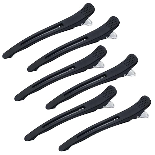 6 pcs pince cheveux,grosse pince cheveux, pince cheveux femme,pince a cheveux Antidérapantes,hair clip avec Bande en Silicone,Pince Crocodile Cheveux, Epingle à Cheveux Outil de Coiffure(Noir)
