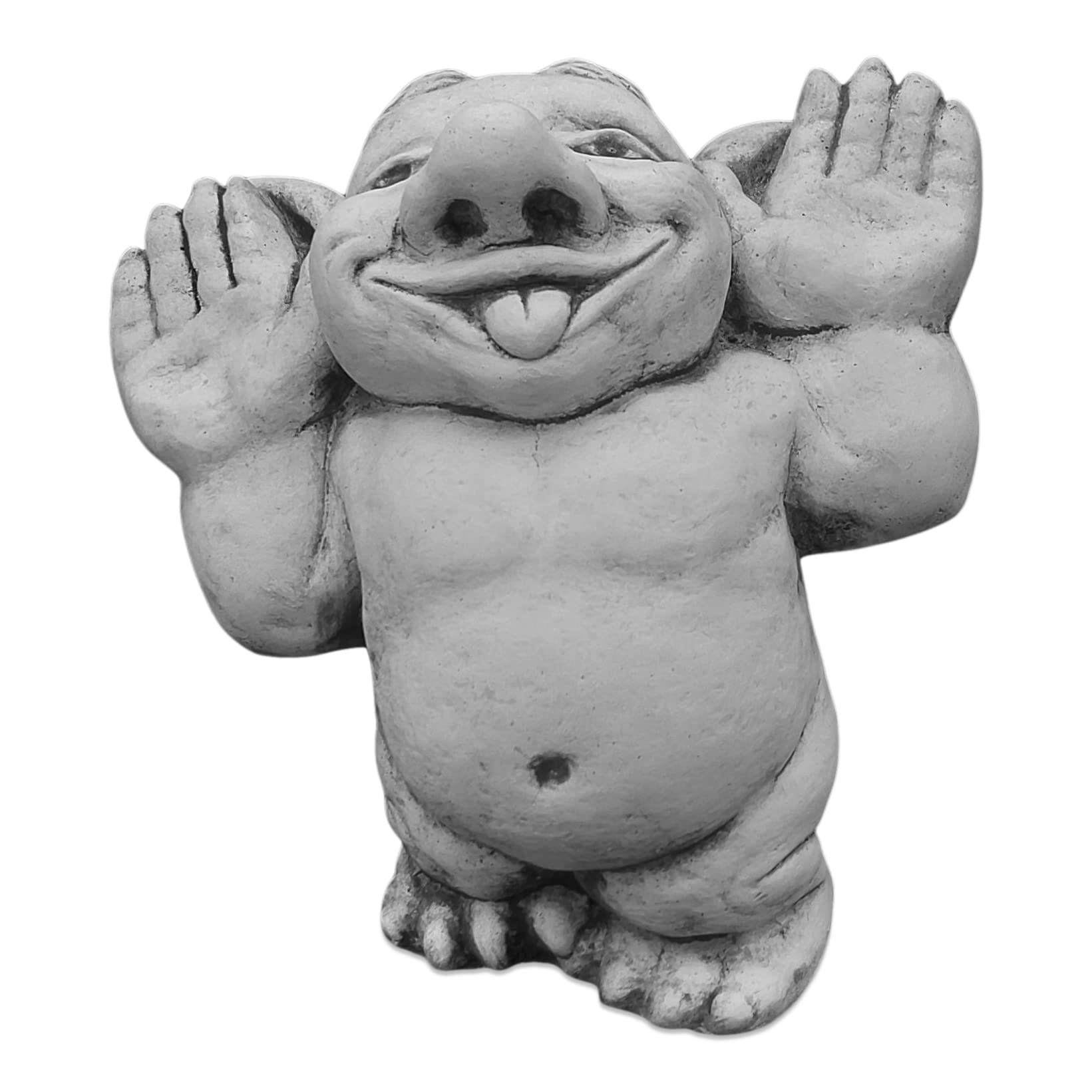 Troll Hello I'm Leprechaun Stone Figure 25cm 6kg Grey Concrete Frost Proof
