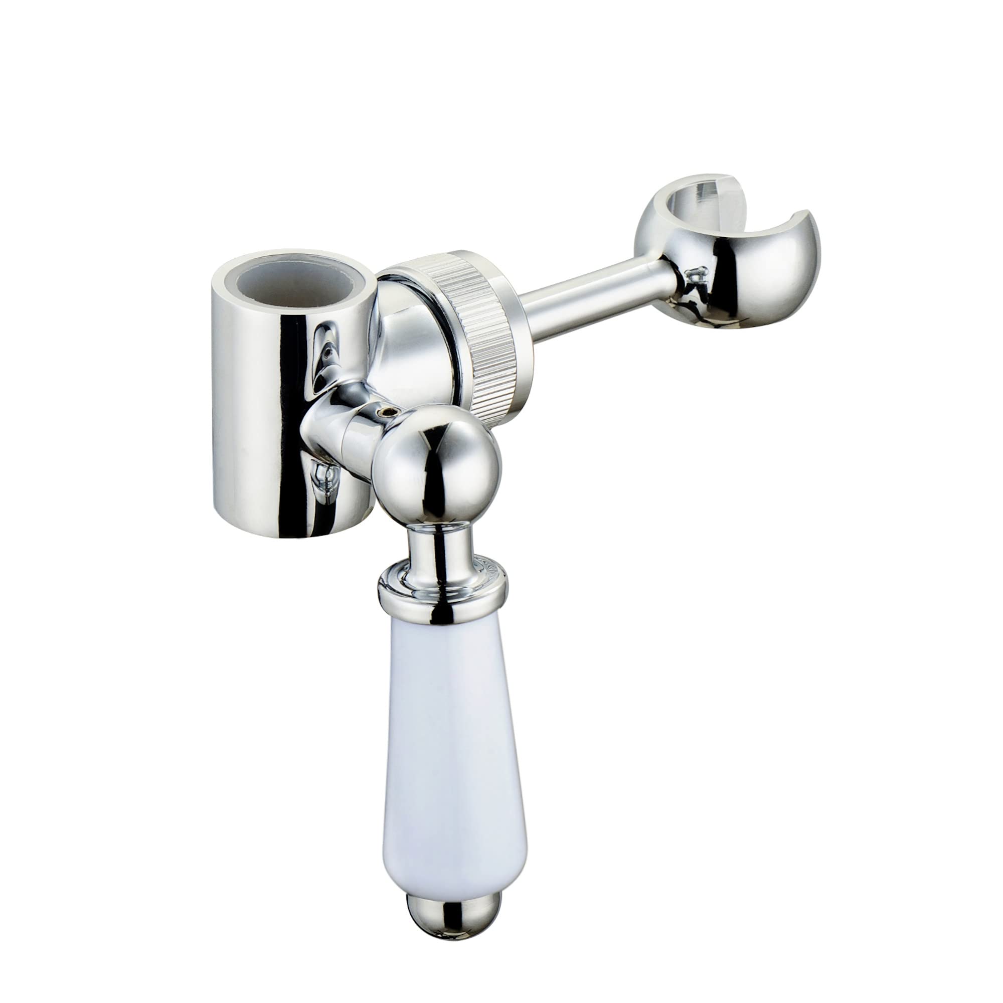 ENKI B14 Hand Shower Bracket Round Slider Riser Column Rail 18mm Chrome White