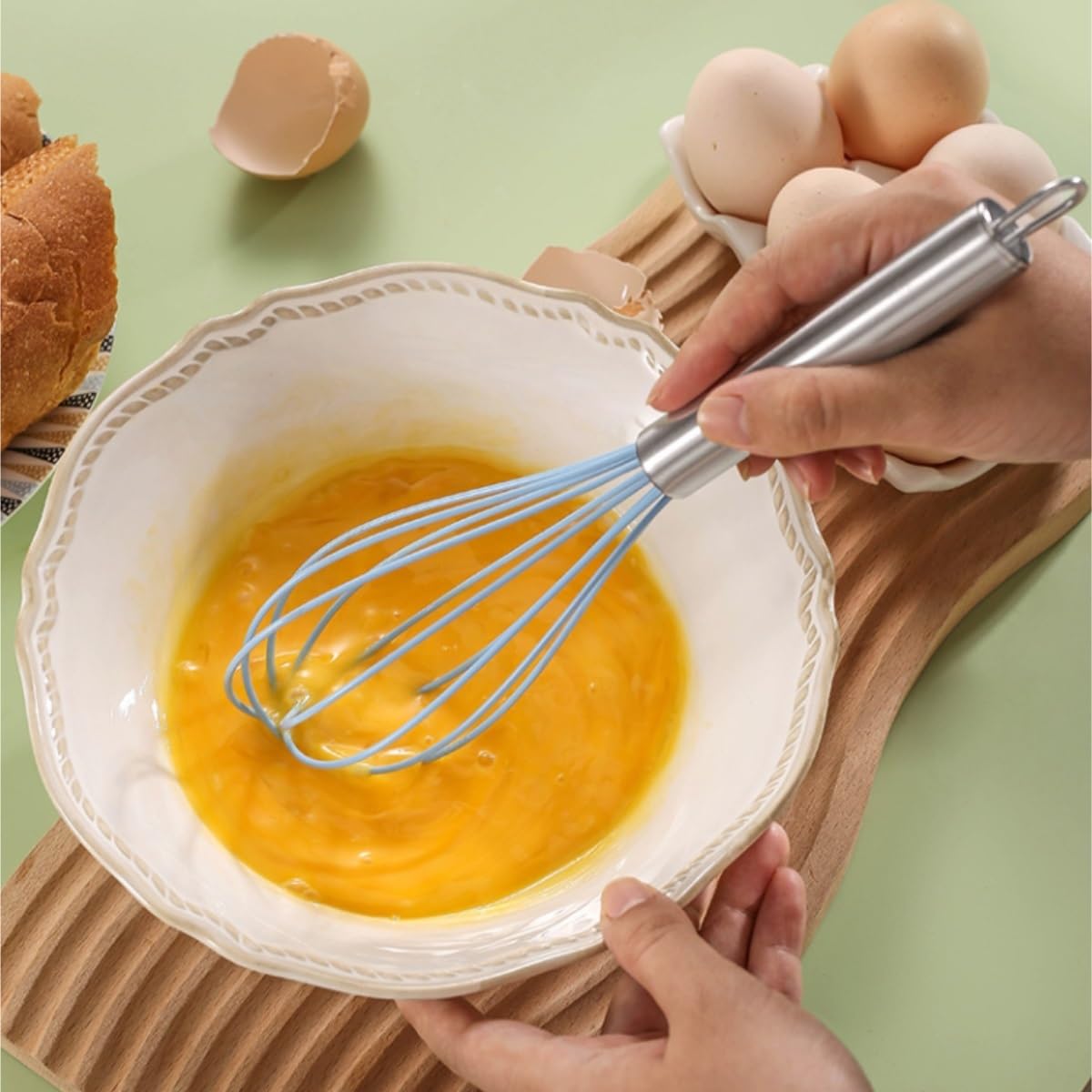 Fruste da Cucina Frullino for Uova Manuale in Silicone Frullatore for Uova Utensili for Pasticceria da Cucina Utensili for Cottura di Torte Utensili da Cucina(Blue,10inch)