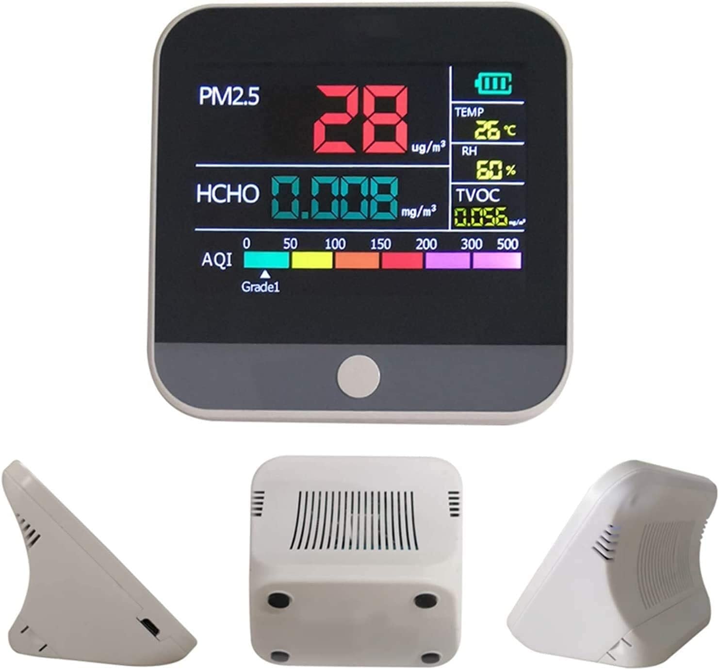 Analizzatore di Gas, PM2.5 Formaldeide (HCHO) TVoc Tester Detector Air Inquinamento atmosferico Monitor Temp/Hum Diagnostic Meter Tool