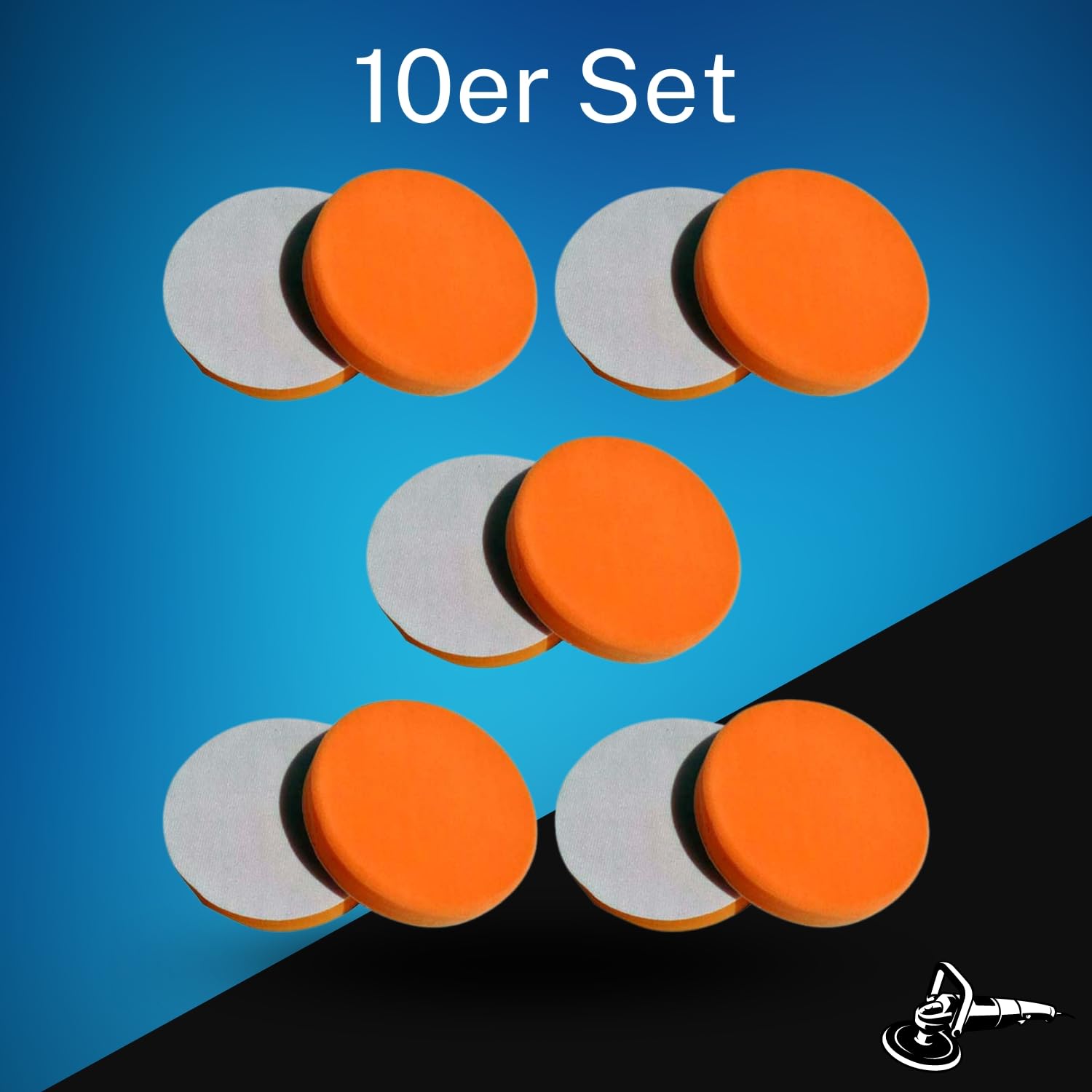 XXL Sparset – 10 x profesional Medium esponjas para máquina pulidora – Base adherente – 180 mm – Perfecta Auto abrillantador – pulir Set