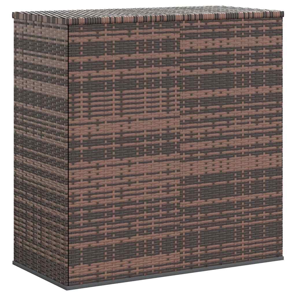 Caja de cojines de jardín de polietileno de ratán marrón, 100 x 49 x 103,5 cm, con bolsillo interior impermeable y muelle de gas resistente a la intemperie, para balcón, terraza, espacio de