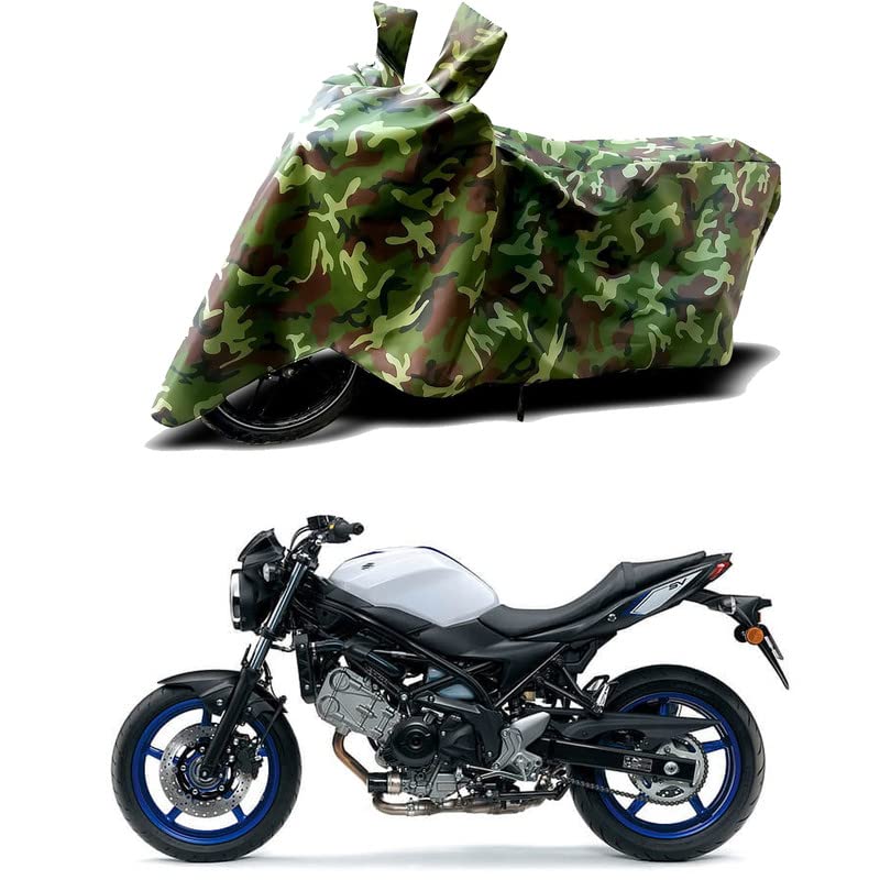 Image of 100% Water Resistant Full Bike Scooty Two Wheeler Body Cover Compatible for Suzuki SV650 /UV-Rays /Heat Protection /Birds Dropping /Scratchproof /Dust Proof /Waterproof /All Varients[Green MJ]