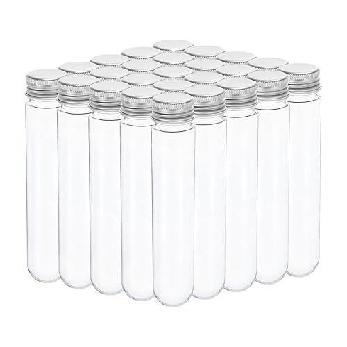 PATIKIL Tubos de ensayo de plástico de 2.7 fl oz con tapas de rosca, 25 tubos de 6.142 x 1.181 in para decoración de fiestas científicas,