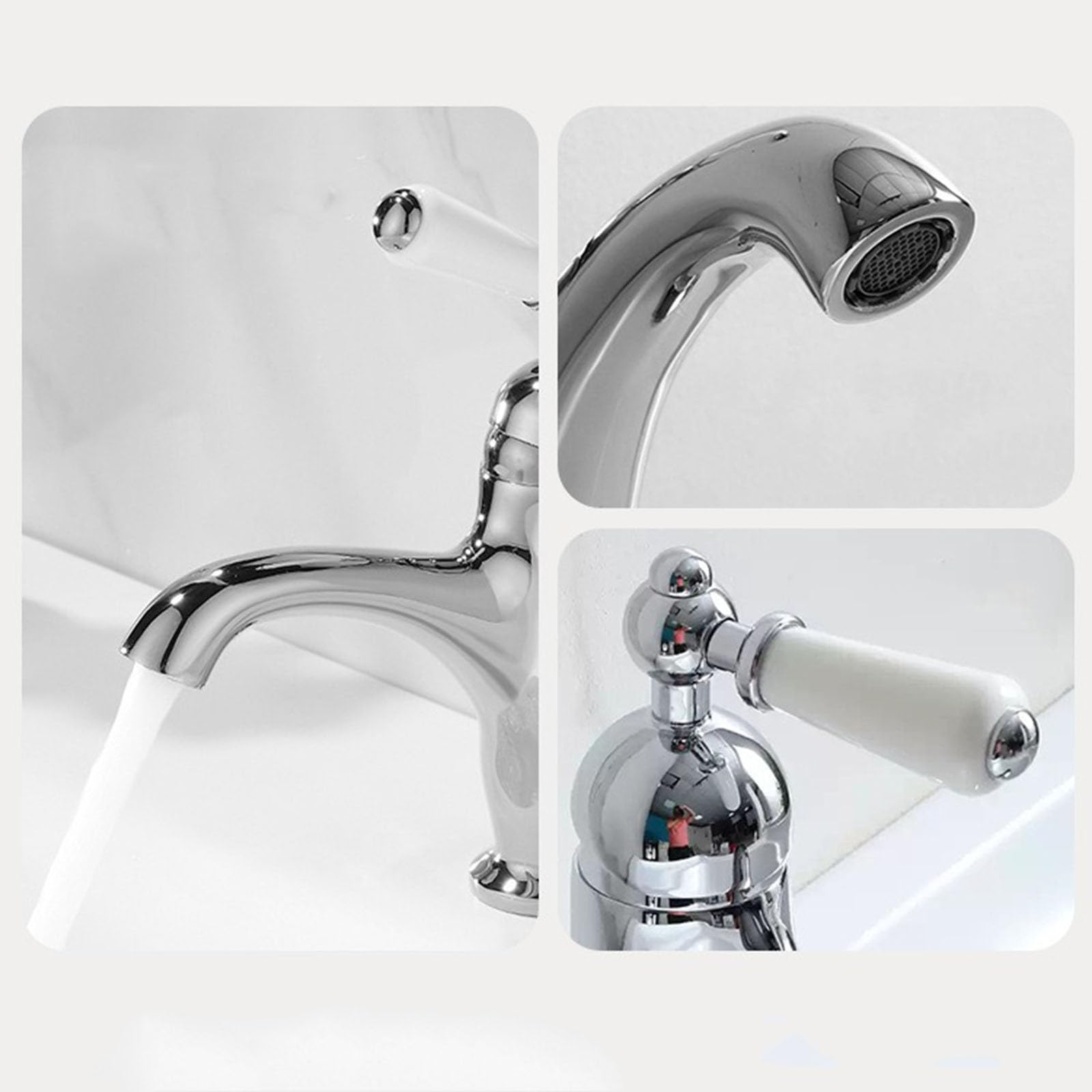 Grifos para Lavabo de baño, Estilo Vintage, de latón, Monomando, Agua fría y Caliente, cromados.
