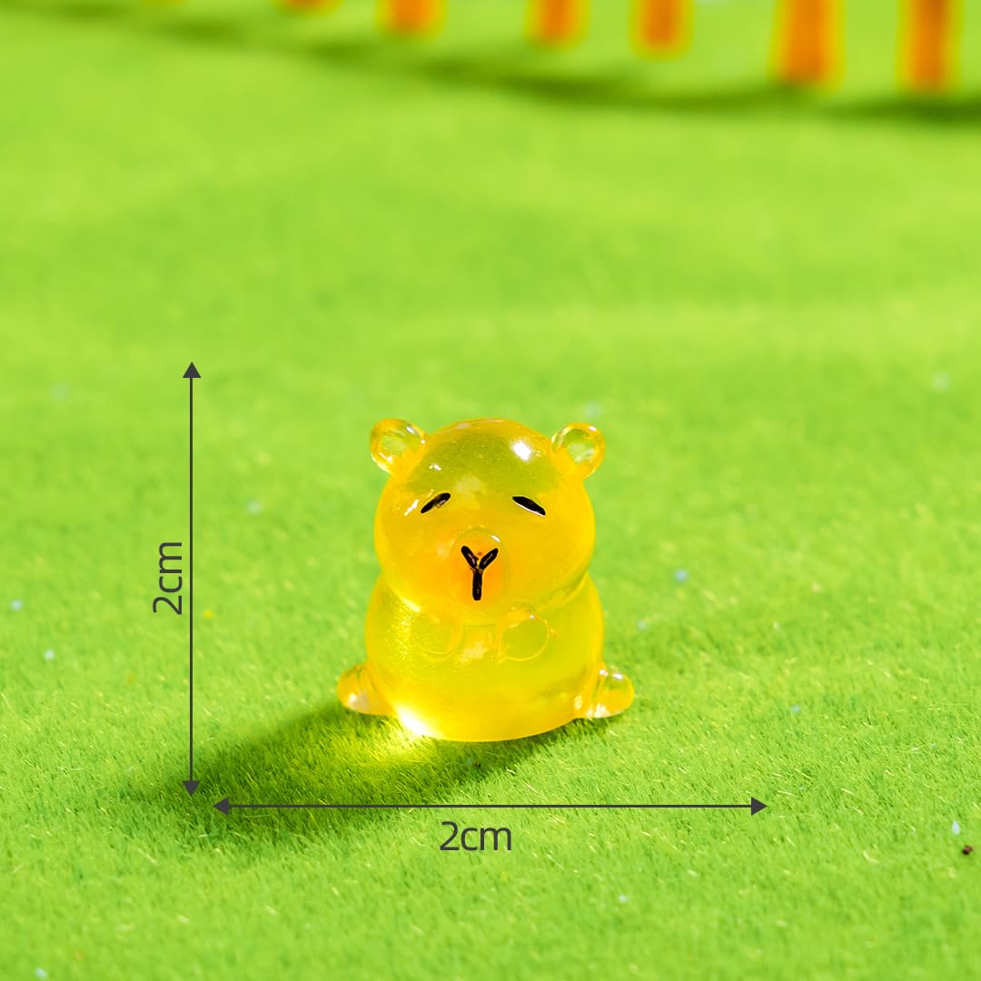 32 Pcs Mini Capybara Resin Figurines Glow in The Dark Tiny Animal Statues for Fairy Garden Aquarium Terrarium Desk Car Dashboard Office Home Shelf Decor Micro Landscape DIY Supplies Cute - Image 2