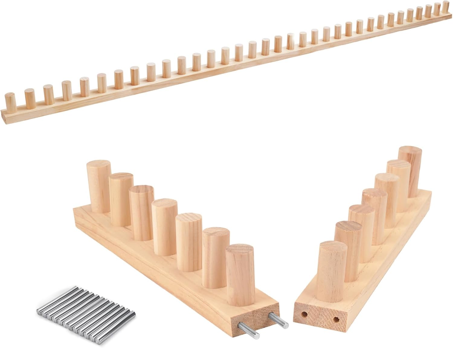 PIRXXIY 70'' Chunky Blanket Loom, Chunky Yarn Loom for DIY Throw Blankets, Adjustable Size Wooden Loom Frame, Hand Knitting Kit for Beginner Craft Enthusiasts, No Needles Required