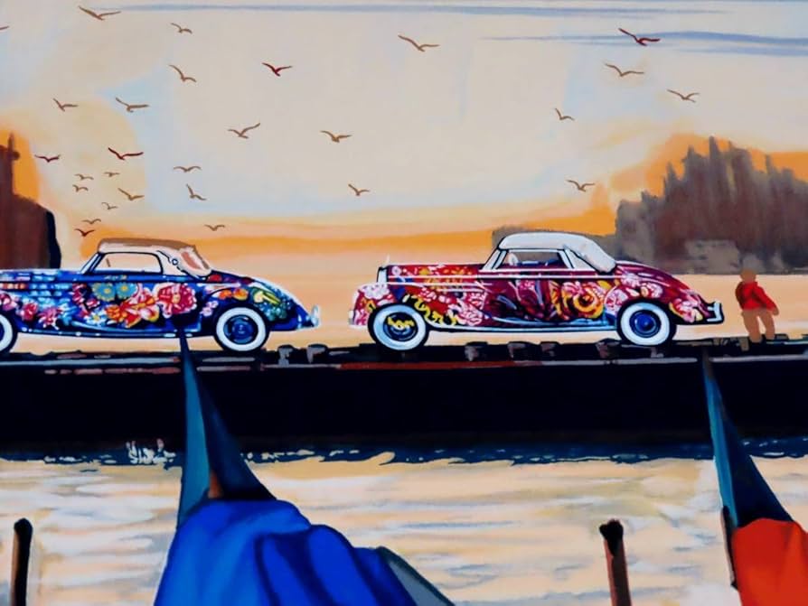 ヒロ・ヤマガタ】アースリーインベニスシルクスクリーン山形博導額装可