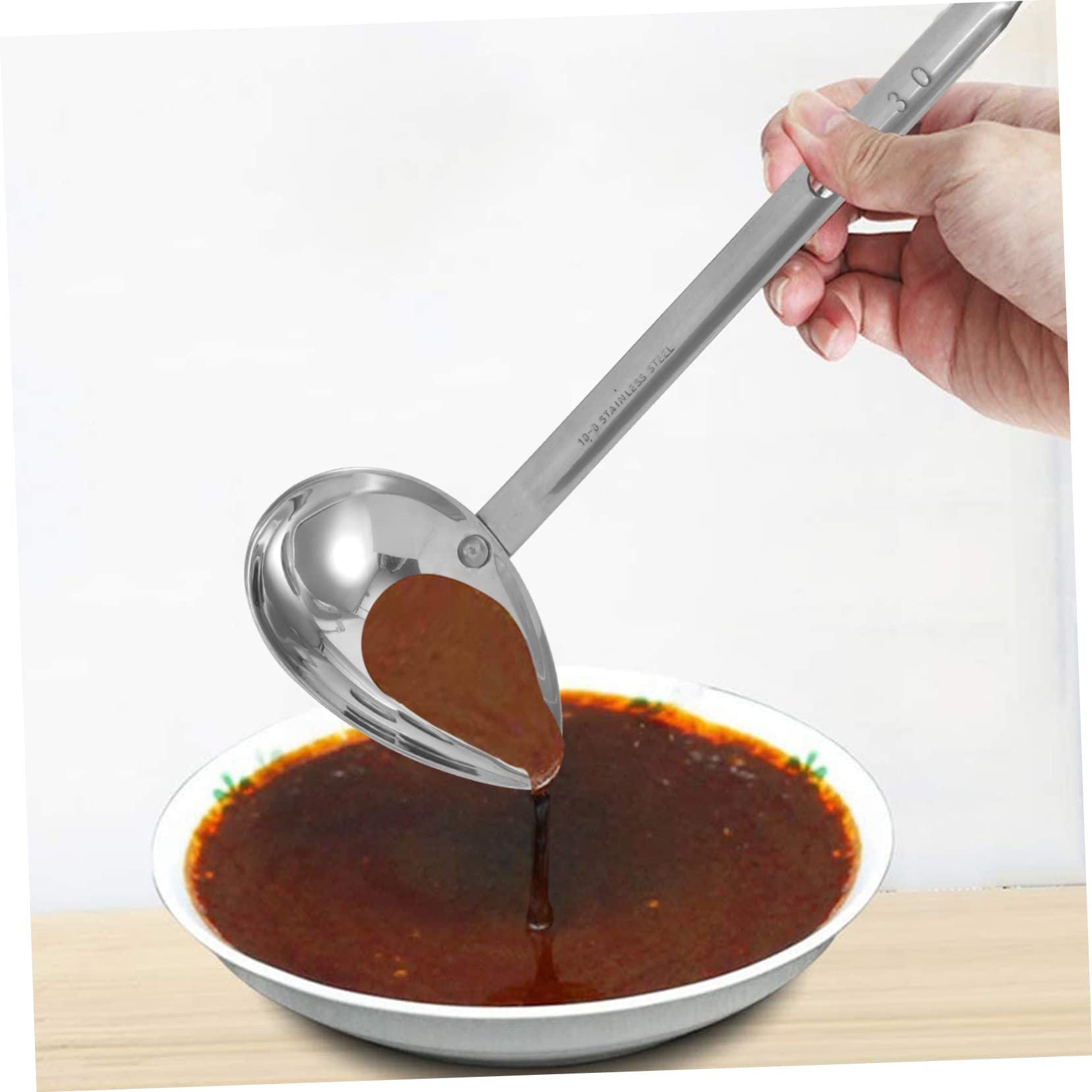 3stücke Edelstahl Soßenlöffel Mit Ausgießer Für Westliche Küche Kreatives Design Kapazität Glänzende Oberfläche Perfektes Küchenutensil Für Saucen Und Dressings