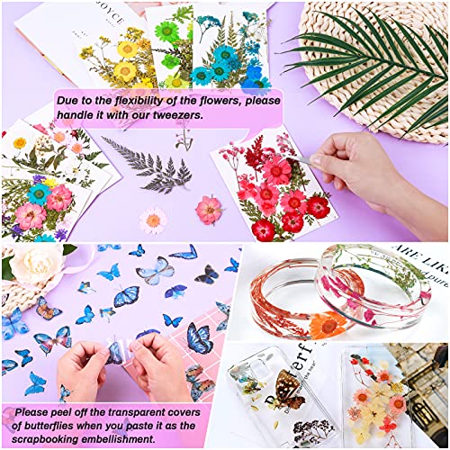 297 Piezas Flores Secas y Stickers de Mariposas para Manualidades miniatura 2
