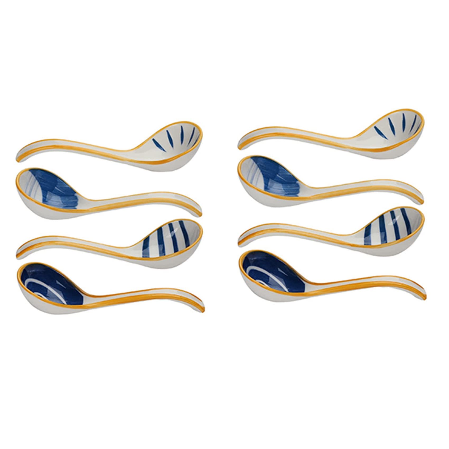 Hndhbfgrt 12X Ceramics Soup Spoons Set of Japanese Soup Spoon Long Handle Soup Spoons for Pho Ramen Noodles Wonton Dumpling Rice