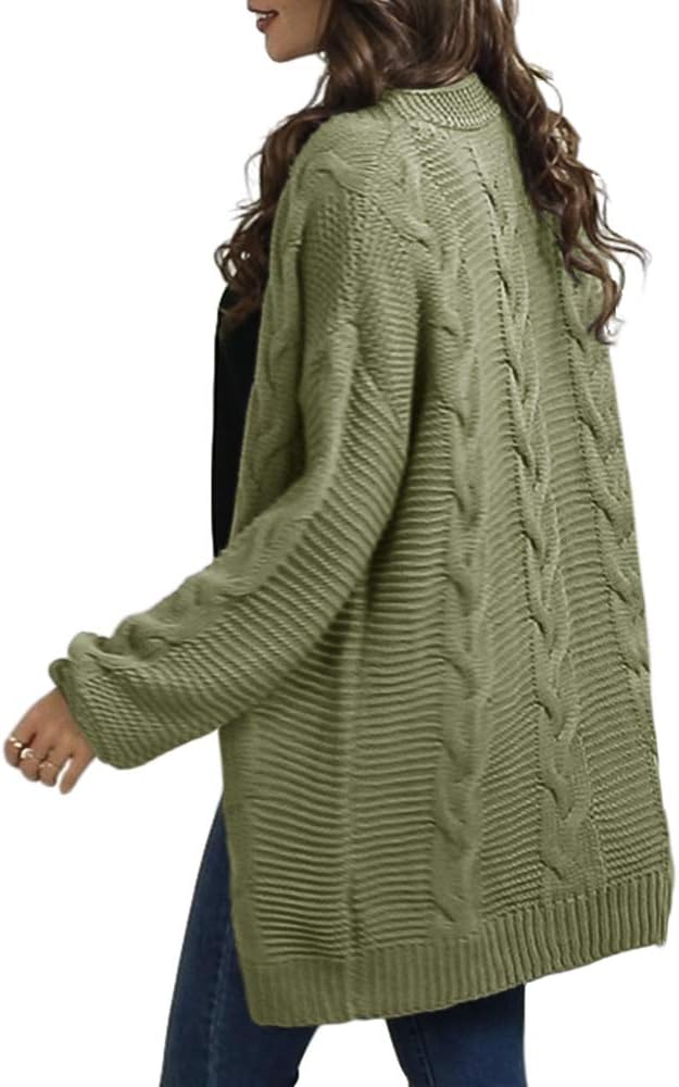 Womens Oversized Chunky Open Front Cardigan Sweaters Cable Knit Long Sleeve Cardigans Outwear Coats - Image 4