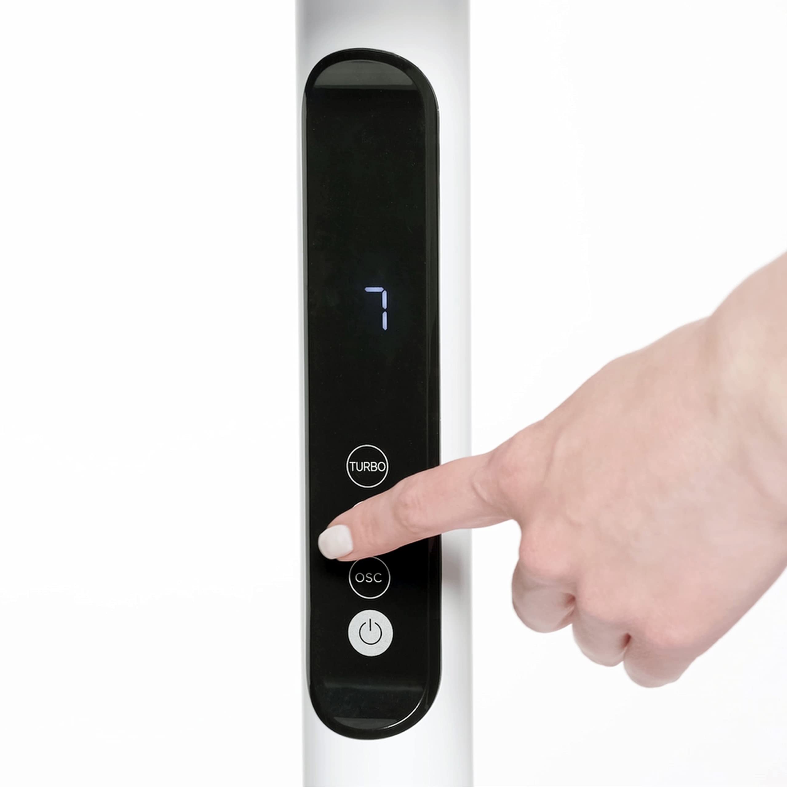 VIOLA Ventilatore a Piantana Silenzioso Notte con Telecomando, Potente motore Digitale Basso Consumo 19W, 7 Pale Aerodinamiche, 9 Velocità, Oscillazione 120°, Rotazione Verticale 3D, Turbo, Timer